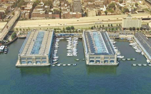 The piers with marina and buildings