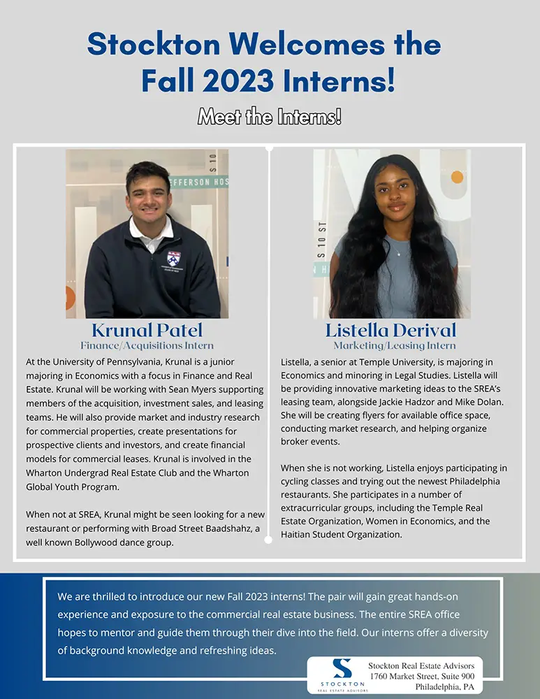 Stockton Welcomes the Fall 2023 Interns! flier